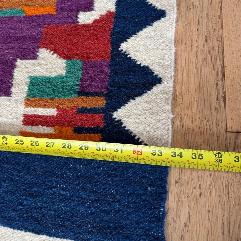 Vintage Folk Art‎ Pictoral Kilim Wool Rug 34x56 Southwestern Handwoven Tribal